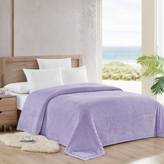 Oversized Ribbed Corduroy Plush Blanket – Reversible Striata Lined All-Season Cozy Throw for Bed & Couch, 100% Polyester, Queen or King