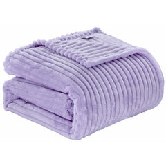 Oversized Ribbed Corduroy Plush Blanket – Reversible Striata Lined All-Season Cozy Throw for Bed & Couch, 100% Polyester, Queen or King