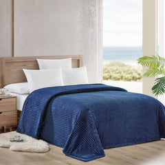 Oversized Ribbed Corduroy Plush Blanket – Reversible Striata Lined All-Season Cozy Throw for Bed & Couch, 100% Polyester, Queen or King