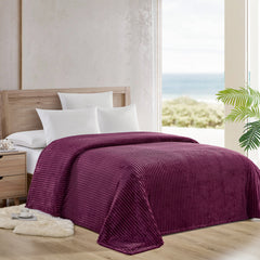 Oversized Ribbed Corduroy Plush Blanket – Reversible Striata Lined All-Season Cozy Throw for Bed & Couch, 100% Polyester, Queen or King