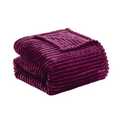 Oversized Ribbed Corduroy Plush Blanket – Reversible Striata Lined All-Season Cozy Throw for Bed & Couch, 100% Polyester, Queen or King