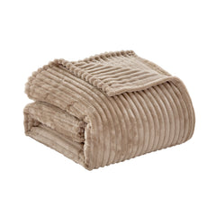Oversized Ribbed Corduroy Plush Blanket – Reversible Striata Lined All-Season Cozy Throw for Bed & Couch, 100% Polyester, Queen or King