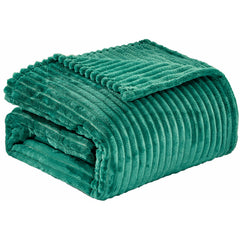 Oversized Ribbed Corduroy Plush Blanket – Reversible Striata Lined All-Season Cozy Throw for Bed & Couch, 100% Polyester, Queen or King