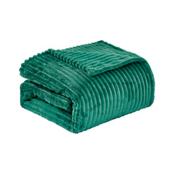 Oversized Ribbed Corduroy Plush Blanket – Reversible Striata Lined All-Season Cozy Throw for Bed & Couch, 100% Polyester, Queen or King