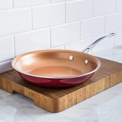 9.5 Ultra Nonstick Red Copper Frying Pan With Stainless Steel Handle