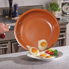 9.5 Ultra Nonstick Red Copper Frying Pan With Stainless Steel Handle