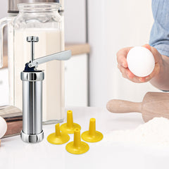 Cookie Press Gun with 20 Discs & 4 Icing Nozzles – All-in-One Baking Kit for Cookies, Churros & Cupcakes – Dishwasher Safe