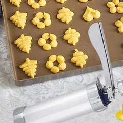Cookie Press Gun with 20 Discs & 4 Icing Nozzles – All-in-One Baking Kit for Cookies, Churros & Cupcakes – Dishwasher Safe