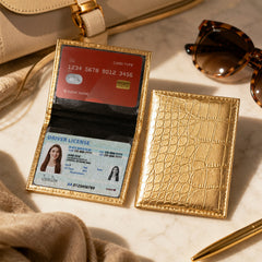 2-Pack Bling PU Leather Card Holder Wallet – Glitter Passport & Credit Card Organizer for Travel Documents, ID Cards, Health Records & Business Cards, Stylish Protective Holder