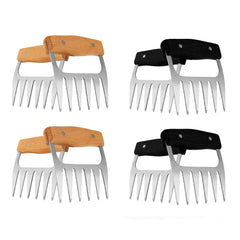 Stainless Steel Meat-Shredding Claws With Wooden Handle (1-Pair or 2-Pair)