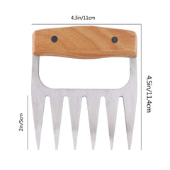 Stainless Steel Meat-Shredding Claws With Wooden Handle (1-Pair or 2-Pair)