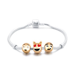3 Animal or Christmas Emoji Charm Bracelet for Women & Girls – 18K Gold Plated Cute Animal Charm Bracelet – Adjustable Beaded Jewelry Gift for Kids, Teens & Women