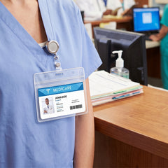 5-Pack Waterproof Clear Card Holder Sleeves – Resealable 4 x 3 Inch ID and Immunization Record Protectors with Lanyard Slots, Durable Transparent Pouches for Badges, Health Cards and Events