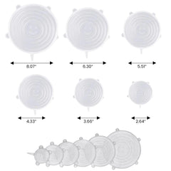 Reusable Stretch Silicone Food Lids – 6 or 12 Pack Airtight Covers for Bowls, Cups, Cans & Fruit – BPA-Free, Leak-Proof, Microwave & Dishwasher Safe – Transparent