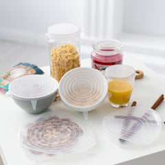 Reusable Stretch Silicone Food Lids – 6 or 12 Pack Airtight Covers for Bowls, Cups, Cans & Fruit – BPA-Free, Leak-Proof, Microwave & Dishwasher Safe – Transparent