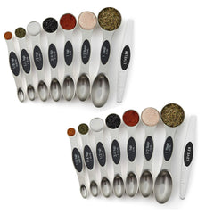 Double Sided Stackable Copper Magnetic Measuring Spoons Set with Leveler for Baking,Cooking,Roasting , Meal Preparation (8-Piece or 16-Piece)