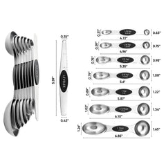 Double Sided Stackable Copper Magnetic Measuring Spoons Set with Leveler for Baking,Cooking,Roasting , Meal Preparation (8-Piece or 16-Piece)
