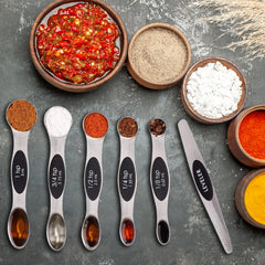 Double Sided Stackable Copper Magnetic Measuring Spoons Set with Leveler for Baking,Cooking,Roasting , Meal Preparation (8-Piece or 16-Piece)