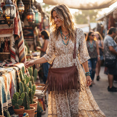 Women's Fringe Crossbody Bag – PU Leather Shoulder Purse with Adjustable Strap, Boho Tassel Messenger Bag for Everyday, Festivals, Travel & Casual Wear