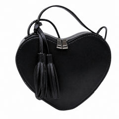 Heart Shaped Crossbody Bag for Women – Cute Fashion Purse with Removable Shoulder Strap and Fringe Keychain Charm, Small Handbag for Parties, Dates, Travel and Everyday Wear
