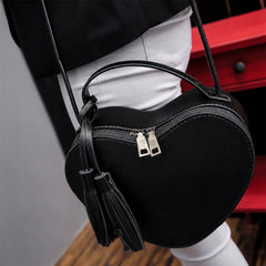 Heart Shaped Crossbody Bag for Women – Cute Fashion Purse with Removable Shoulder Strap and Fringe Keychain Charm, Small Handbag for Parties, Dates, Travel and Everyday Wear