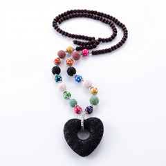 Lava Stone Diffuser Necklace with 2 Random Essential Oils – Aromatherapy Pendant Necklace (Heart or Starfish) – Essential Oil Jewelry for Women