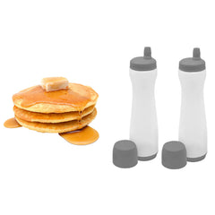 Pancake Batter Dispenser Pen – No-Drip Squeeze Bottle with Silicone Tip – 3-Cup Capacity for Pancakes, Waffles, Crepes, Funnel Cakes – Red or Grey (1-Pack, 2-Pack, Bundle)