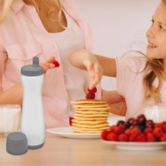 Pancake Batter Dispenser Pen – No-Drip Squeeze Bottle with Silicone Tip – 3-Cup Capacity for Pancakes, Waffles, Crepes, Funnel Cakes – Red or Grey (1-Pack, 2-Pack, Bundle)