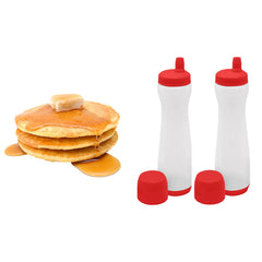Pancake Batter Dispenser Pen – No-Drip Squeeze Bottle with Silicone Tip – 3-Cup Capacity for Pancakes, Waffles, Crepes, Funnel Cakes – Red or Grey (1-Pack, 2-Pack, Bundle)