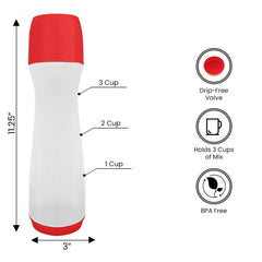Pancake Batter Dispenser Pen – No-Drip Squeeze Bottle with Silicone Tip – 3-Cup Capacity for Pancakes, Waffles, Crepes, Funnel Cakes – Red or Grey (1-Pack, 2-Pack, Bundle)