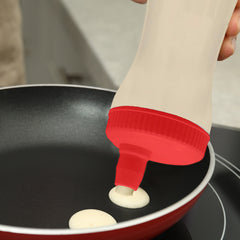 Pancake Batter Dispenser Pen – No-Drip Squeeze Bottle with Silicone Tip – 3-Cup Capacity for Pancakes, Waffles, Crepes, Funnel Cakes – Red or Grey (1-Pack, 2-Pack, Bundle)
