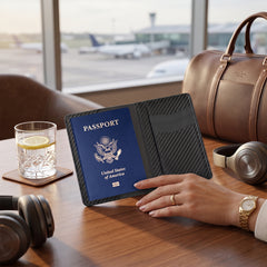 RFID Passport Holder Wallet with Credit Card Slots – PU Leather Travel Passport Organizer for Passport, Credit Cards, Boarding Passes & Travel Documents, Slim Travel Wallet