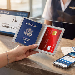 RFID Passport Holder Wallet with Credit Card Slots – PU Leather Travel Passport Organizer for Passport, Credit Cards, Boarding Passes & Travel Documents, Slim Travel Wallet