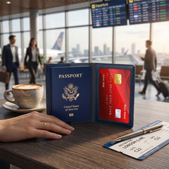 RFID Passport Holder Wallet with Credit Card Slots – PU Leather Travel Passport Organizer for Passport, Credit Cards, Boarding Passes & Travel Documents, Slim Travel Wallet