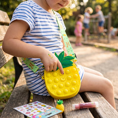 Kids Pop-It Bubble Fidget Crossbody Bag – Silicone Unicorn & Fruit Shoulder Purse with Zipper Pocket, Sensory Push Pop Toy Handbag for Girls, Small Accessories & Travel