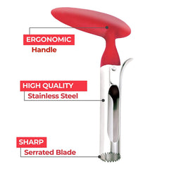 Stainless Steel Apple & Fruit Corer Tool – Quick Release Core Remover with Non-Slip Ergonomic Handle, Dishwasher Safe (1-Pack or 2-Pack)