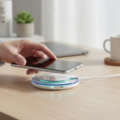 Ultra-Slim Wireless Charging Pad – Qi Fast Charging Mat for iPhone, Samsung Galaxy & Android Phones – Thin Non-Slip Charging Dock with LED Indicator