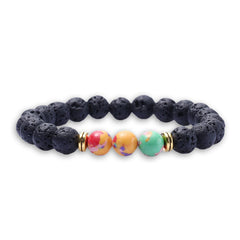Lava Stone Diffuser Bracelet with 2 Random Essential Oils – Aromatherapy Bead Bracelet for Men & Women – Stretch Essential Oil Jewelry (Golden Jade, Rainbow, Hematite)