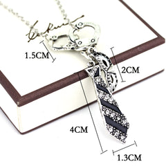 Handcuff Charm Necklace for Women – Silver Tone Chain with Mask & Tie Pendant – Edgy Statement Jewelry Gift (18”)