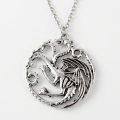 Dragon Circle Pendant Necklace – Fantasy Inspired Dragon Emblem Necklace for Men & Women – Gothic Alloy Jewelry Gift for Fans