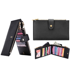 RFID Blocking Card Holder Wallet – Slim PU Leather Zipper Wallet with Multi Card Slots, Travel Credit Card Organizer for Men & Women, Compact RFID Protection Wallet