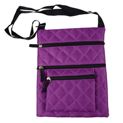Quilted Crossbody Bag for Women – PU Leather Shoulder Purse with Adjustable Strap, Triple Zipper Pocket Mini Messenger Handbag for Travel, Shopping & Everyday Use