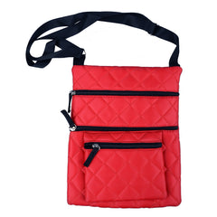Quilted Crossbody Bag for Women – PU Leather Shoulder Purse with Adjustable Strap, Triple Zipper Pocket Mini Messenger Handbag for Travel, Shopping & Everyday Use