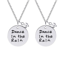 “Dance in the Rain” Necklace for Women – Silver Tone Charm Pendant Necklace – Romantic Inspirational Gift Jewelry for Anniversary, Wife, Girlfriend