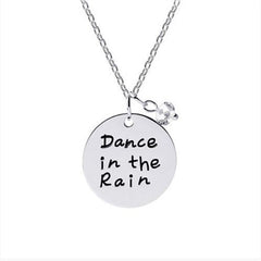 “Dance in the Rain” Necklace for Women – Silver Tone Charm Pendant Necklace – Romantic Inspirational Gift Jewelry for Anniversary, Wife, Girlfriend
