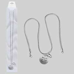 “Dance in the Rain” Necklace for Women – Silver Tone Charm Pendant Necklace – Romantic Inspirational Gift Jewelry for Anniversary, Wife, Girlfriend