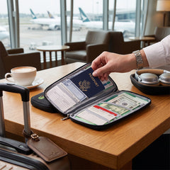 Travel Wallet Passport Holder – Water-Resistant Document Organizer with 14 Compartments for Passport, Boarding Pass, Credit Cards, Cash & Tickets, Lightweight Travel Organizer