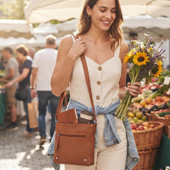 Unisex Crossbody Messenger Bag – Vegan PU Leather Shoulder Bag with Multiple Pockets, Lightweight Travel Crossbody Purse for Men & Women, Everyday Organizer Bag