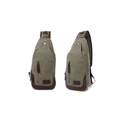 Canvas Sling Bag Crossbody Backpack – Lightweight Chest Shoulder Bag with Adjustable Strap & Multiple Zipper Pockets for Men & Women, Casual Travel Daypack for Hiking & Everyday Carry