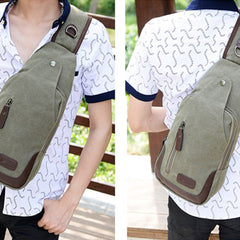 Canvas Sling Bag Crossbody Backpack – Lightweight Chest Shoulder Bag with Adjustable Strap & Multiple Zipper Pockets for Men & Women, Casual Travel Daypack for Hiking & Everyday Carry